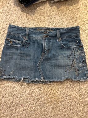 Abercrombie & Fitch Blue Denim Mini Skirt with Stud Embellishments